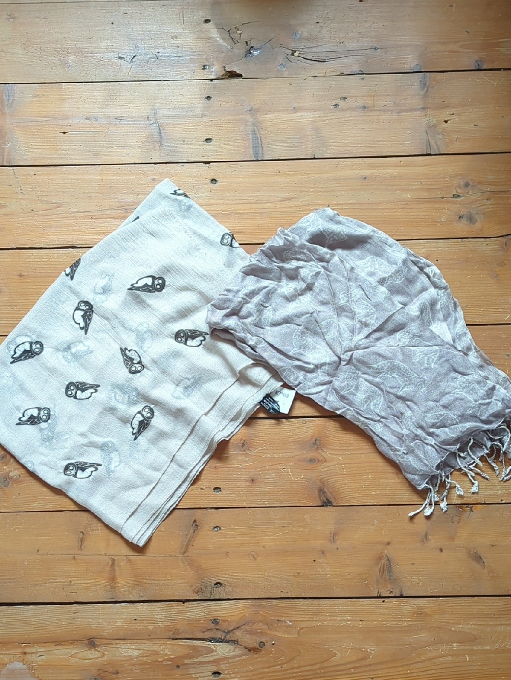 294- Bundle Of Lightweight Owl Print & Fox Print Scarves